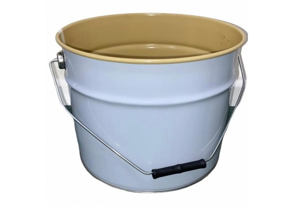 12 litre White Lacquered Tapered Tinplate Pail  